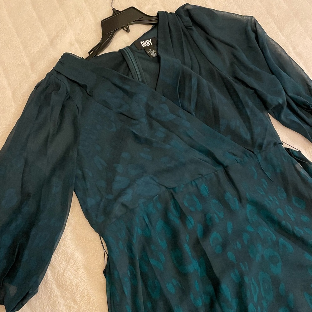 DKNY Dark Green Printed Dress